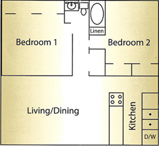 Two Bedroom / One Bath - 1,120 Sq. Ft.*
